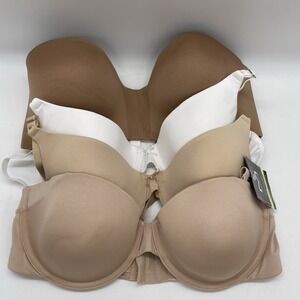 4 LOT Maidenform 36C Bras 1 NEW 3 Nude 1 White 3 Underwire 2 Strapless Neutral